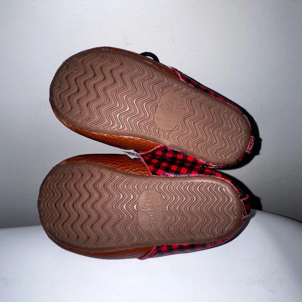 Monkey Feet Baby Boots Buffalo Plaid Leather Lace Up‎ Chukka 18- 24 Month/ Sz 5?